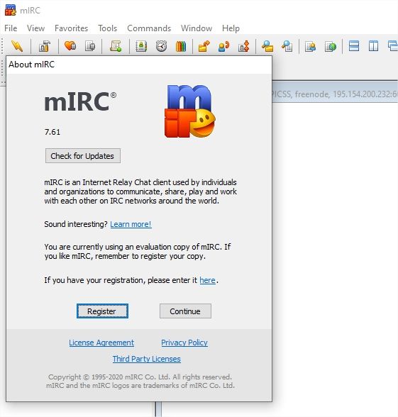 Mirc registry